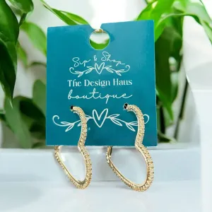 Gold Rhinestone Thin Hoop Earrings