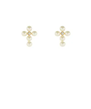 Gracie Pearl Cross Earrings