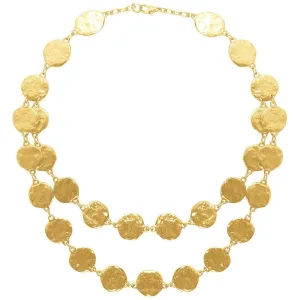 Hammered Coin Statement Necklace-Gold