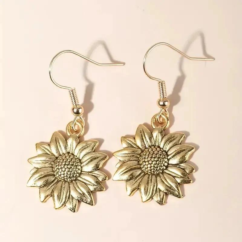 Huitan Trendy Sunflower Drop Earrings