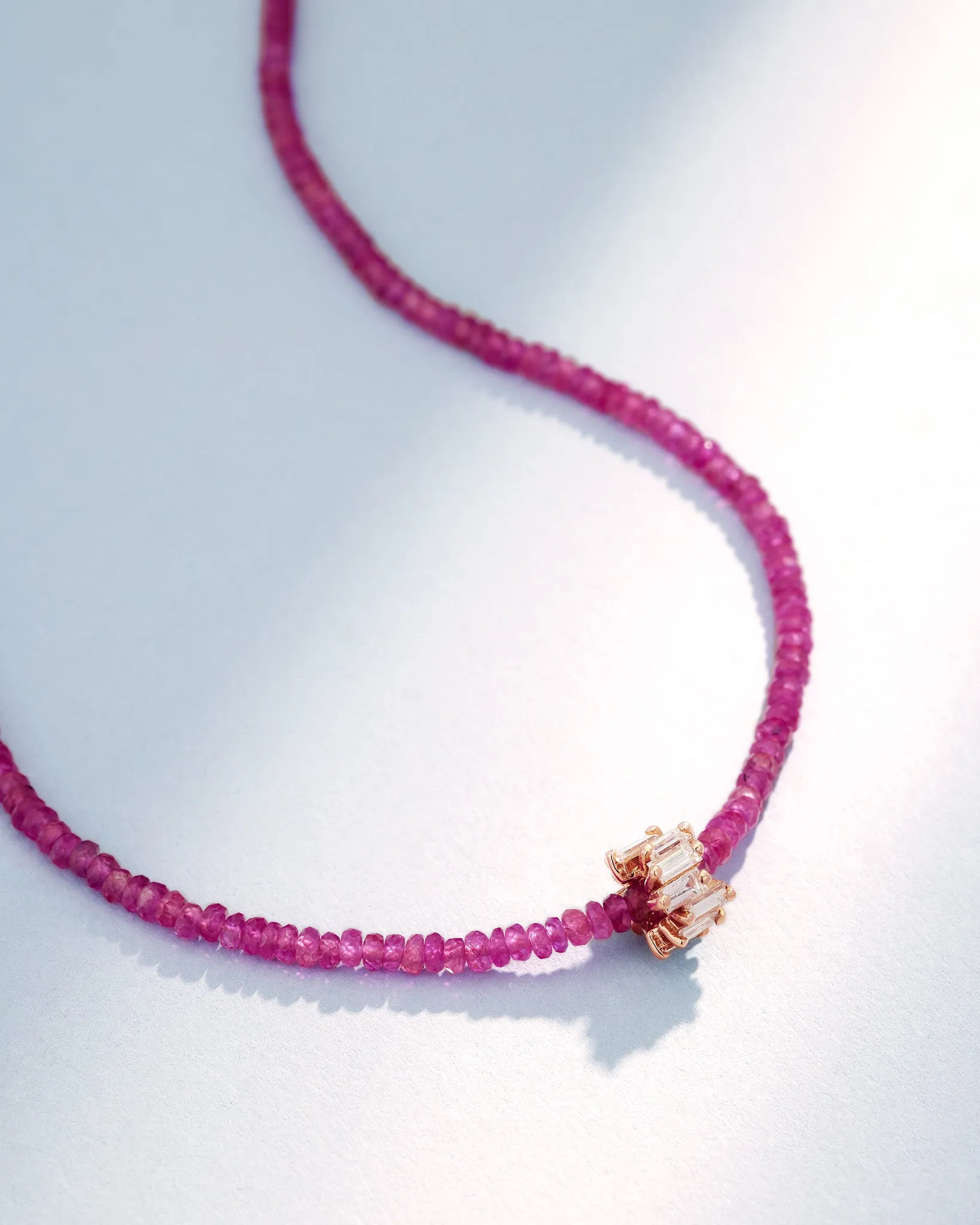 Infinite Beaded Pink Spinel & Mini Diamond Rondelle Necklace