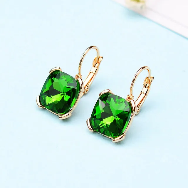 KaiMei Gong Fashion Jewelry Wholesale Rhodium/Gold-color Square Crystal Ear buckle Earrings For Women Gift