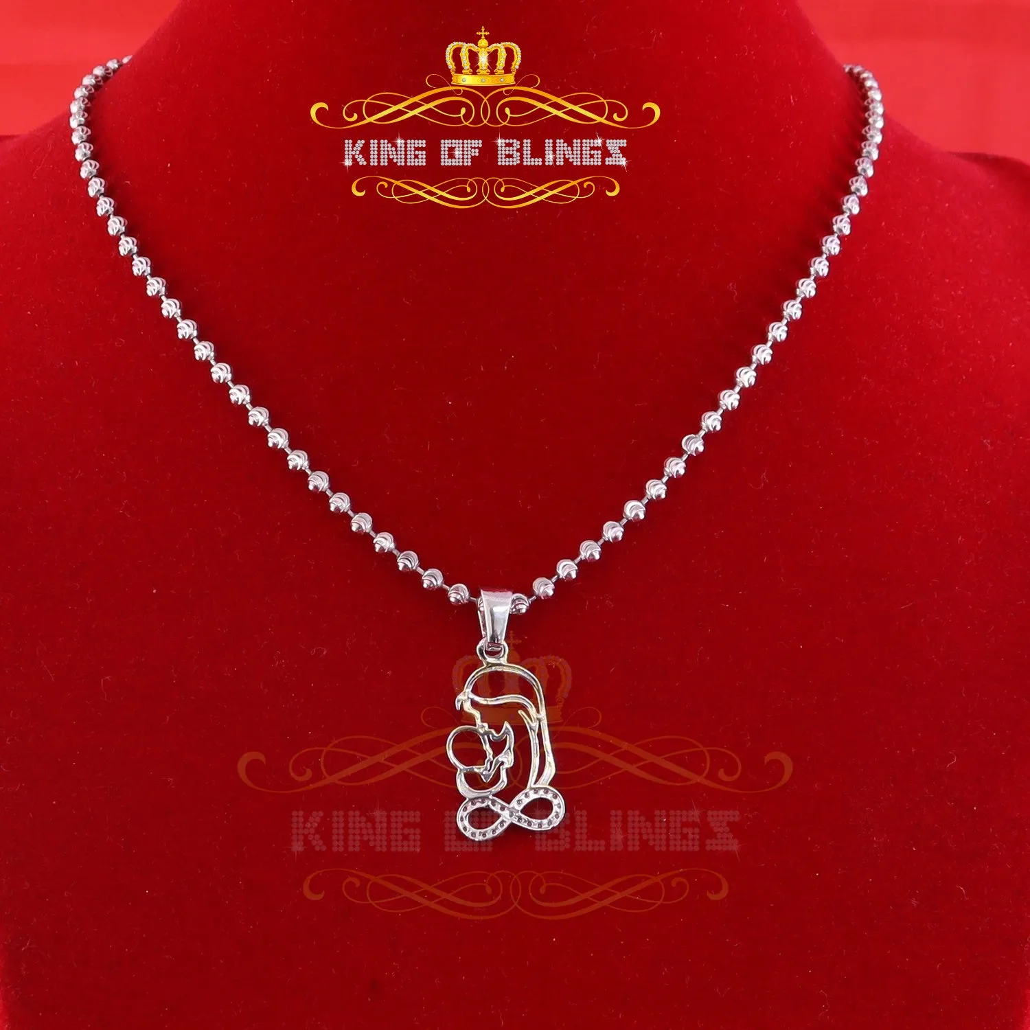 King Of Bling's Buy 0.31ct CZ Infinity Special Mother's Child 925 Sterling Silver White Pendant