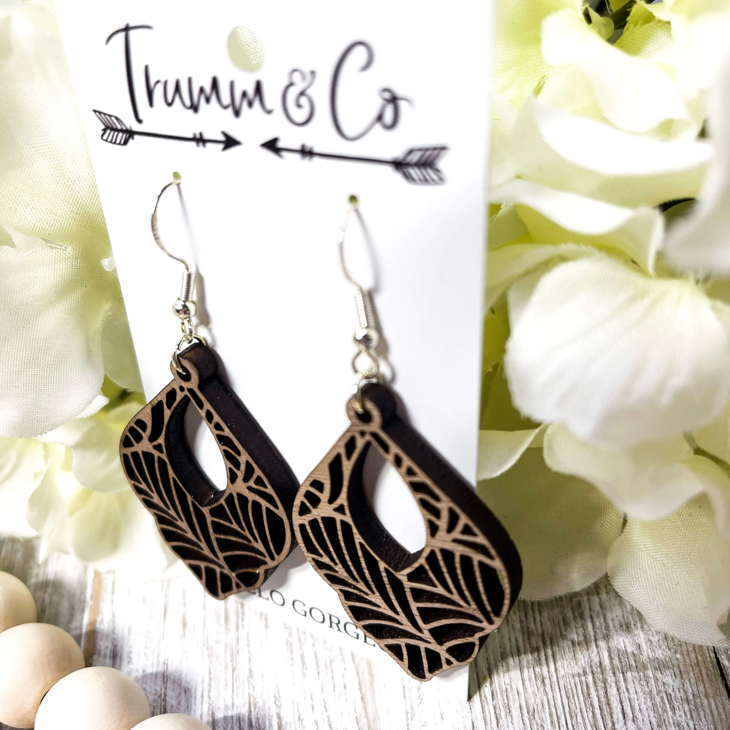 Lightweight|Laser cut wood|Earrings|Boho