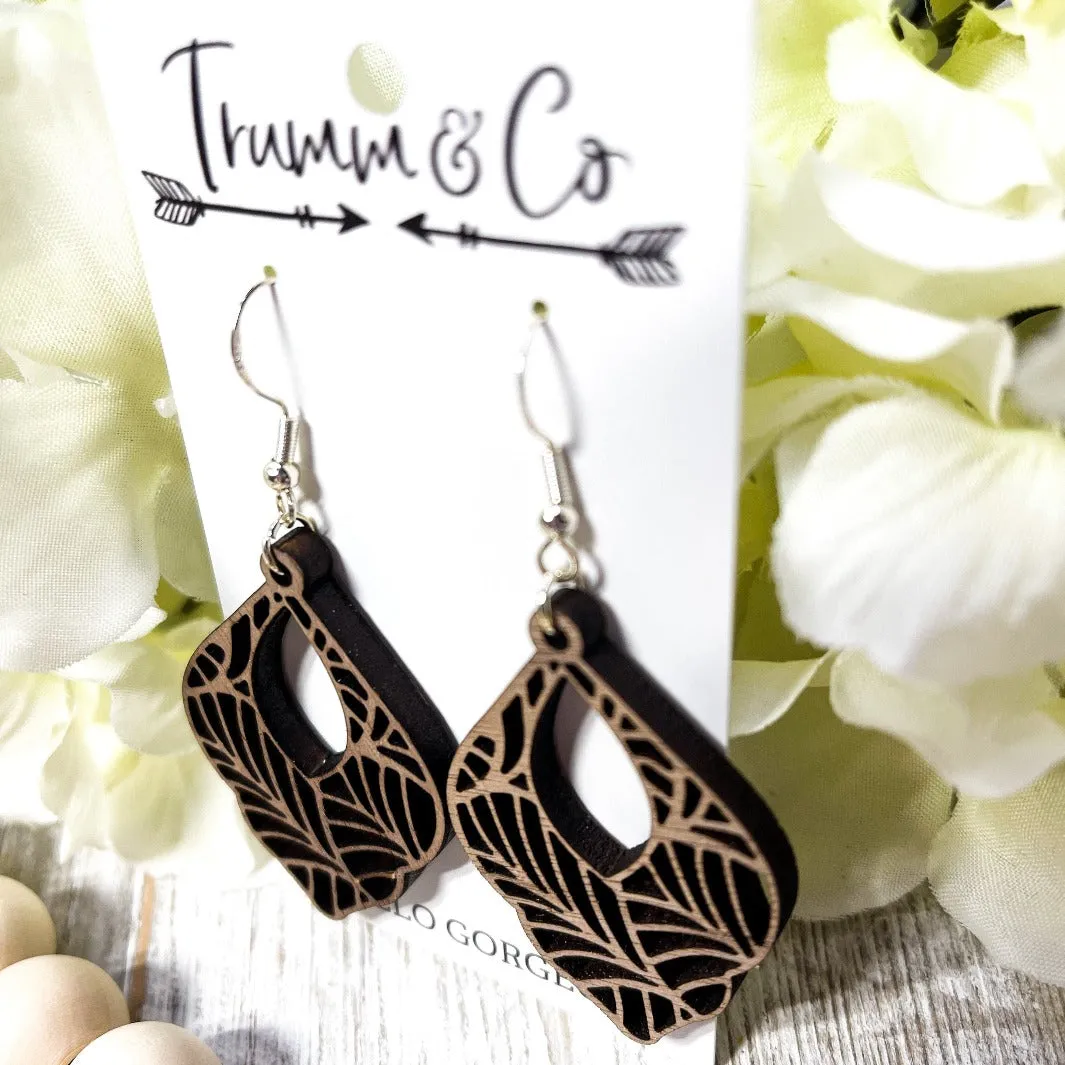 Lightweight|Laser cut wood|Earrings|Boho