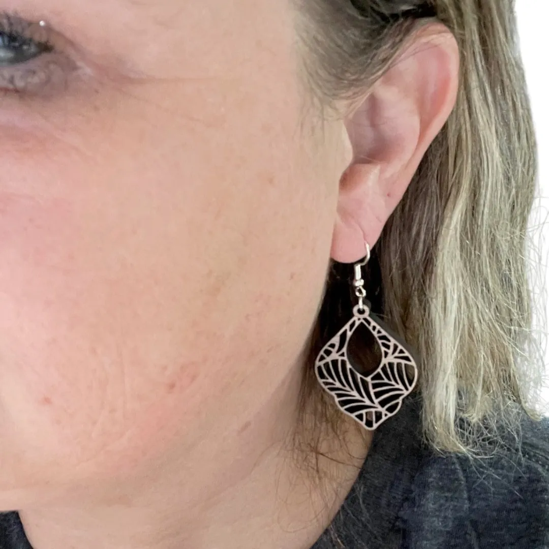 Lightweight|Laser cut wood|Earrings|Boho