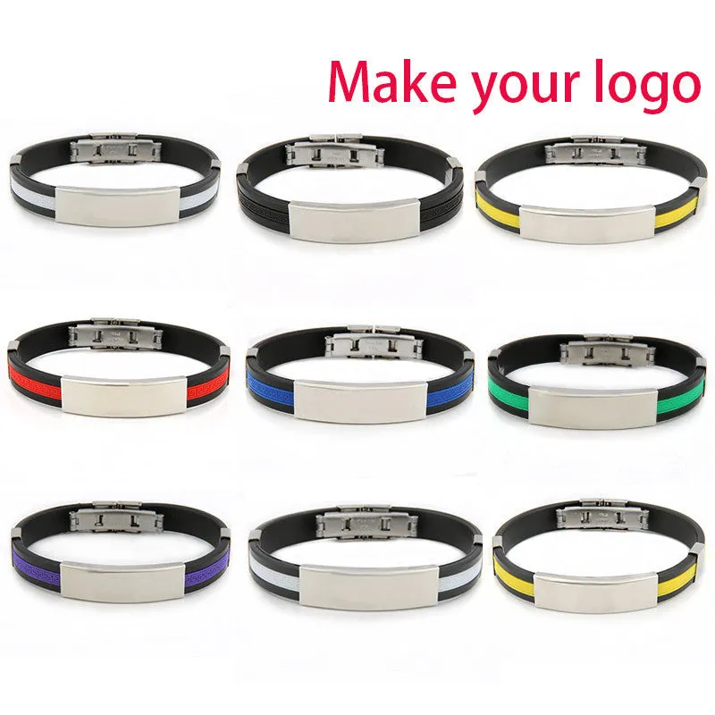 Love Unique Rubber ID Bracelet Customized Logo Engraving