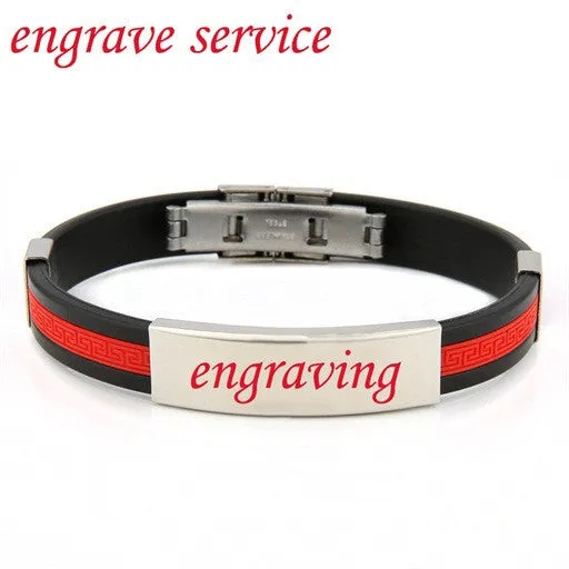 Love Unique Rubber ID Bracelet Customized Logo Engraving