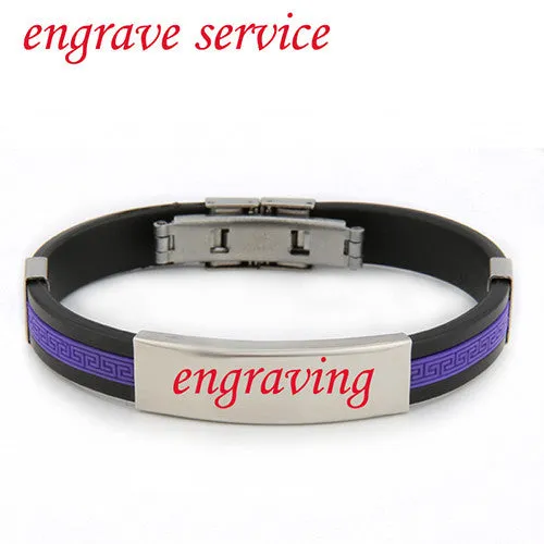 Love Unique Rubber ID Bracelet Customized Logo Engraving