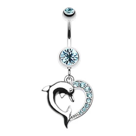 Marine Lovers Dolphin Dangly Belly Ring