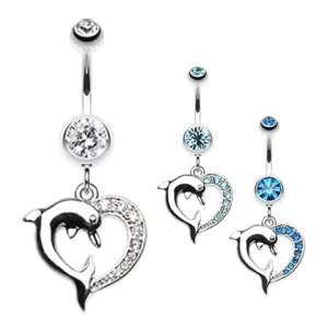 Marine Lovers Dolphin Dangly Belly Ring