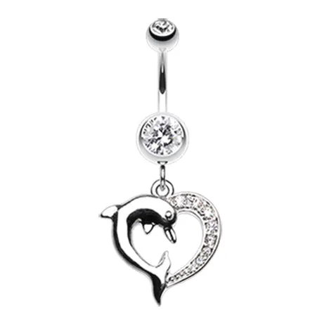 Marine Lovers Dolphin Dangly Belly Ring