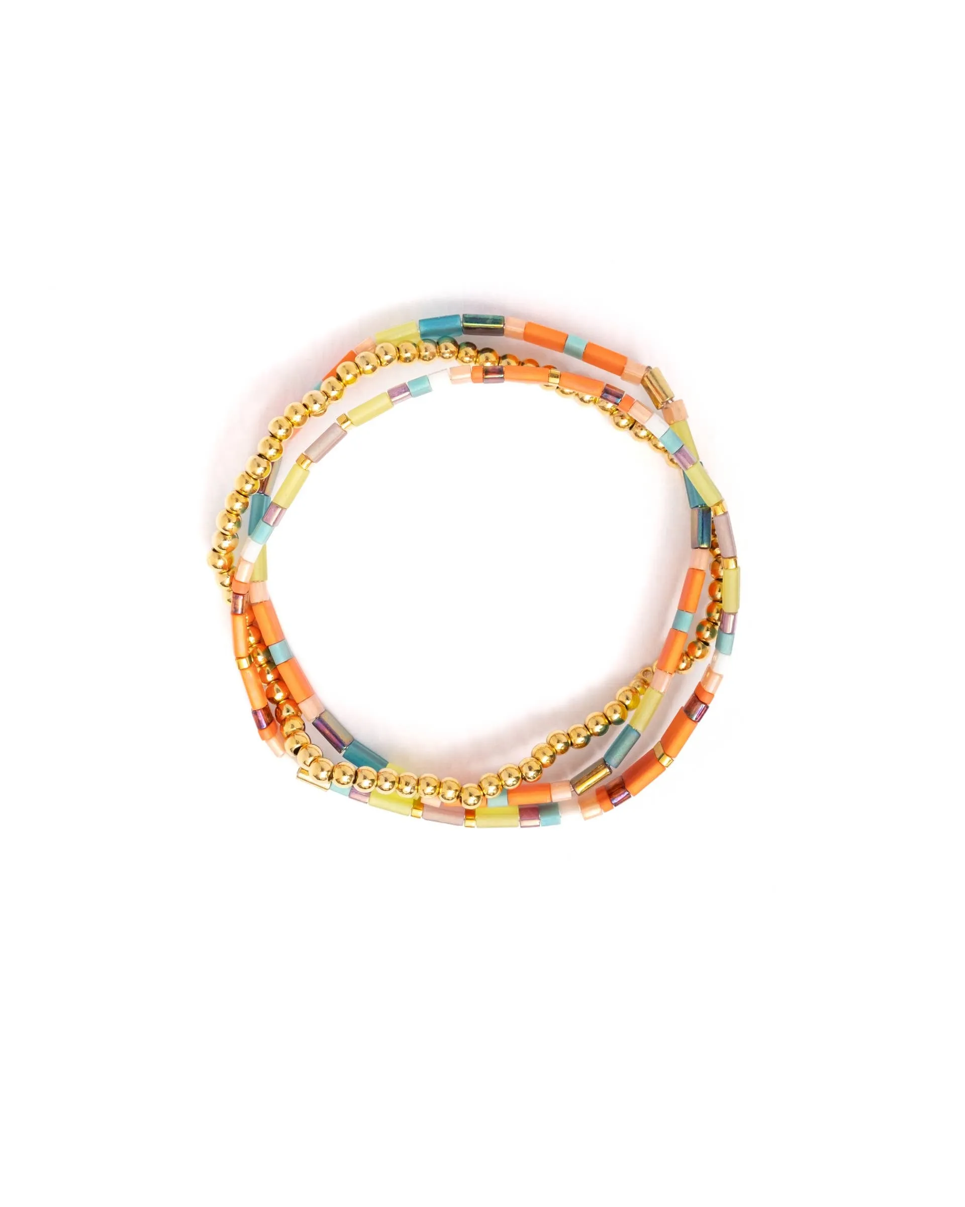 Mayana Set/3 Miyuki Tila Bracelets-Aqua/Orange