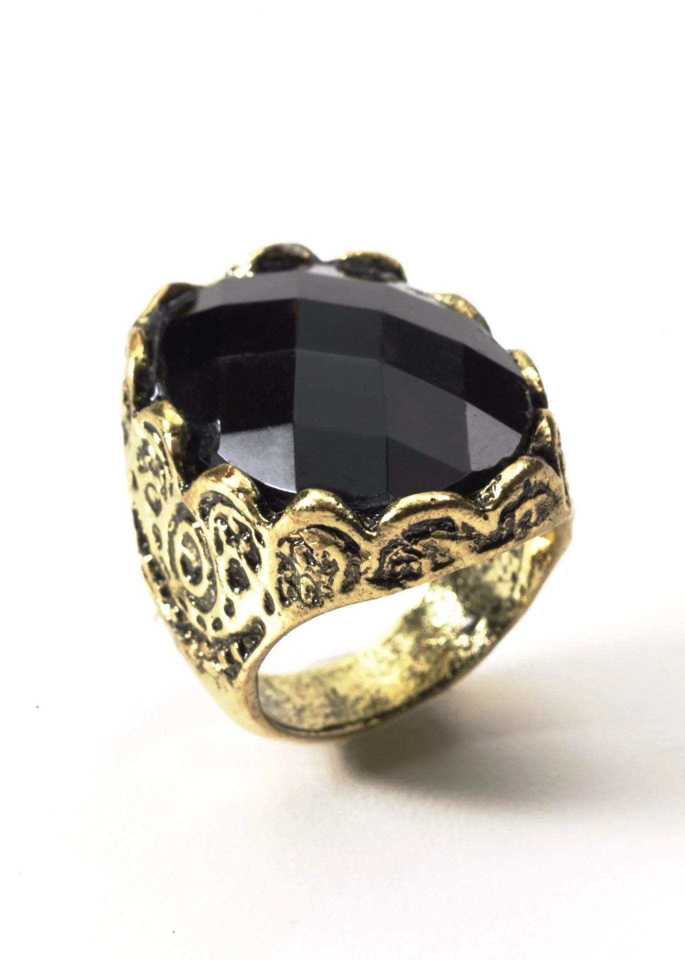 Medieval Fantasy Black Stone Ring