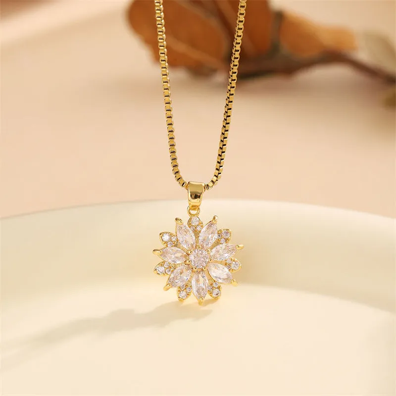 Minimalist Snowflake Stainless Steel Electroplating Necklaces