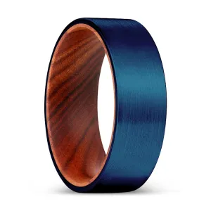 MITZI | IRON Wood, Blue Tungsten Ring, Brushed, Flat