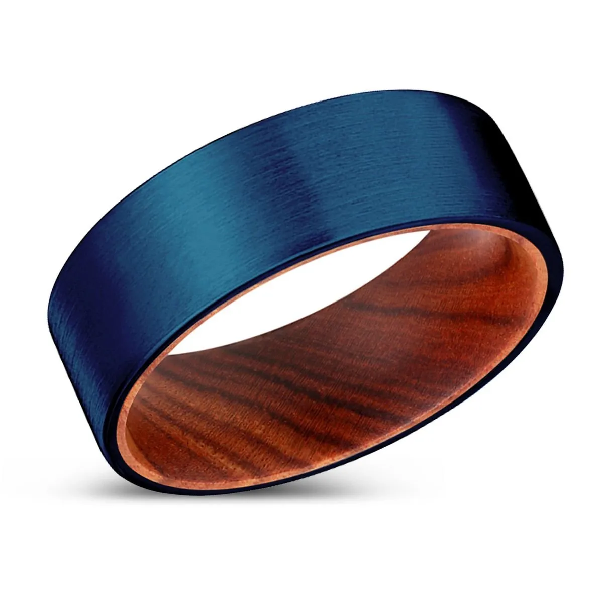 MITZI | IRON Wood, Blue Tungsten Ring, Brushed, Flat