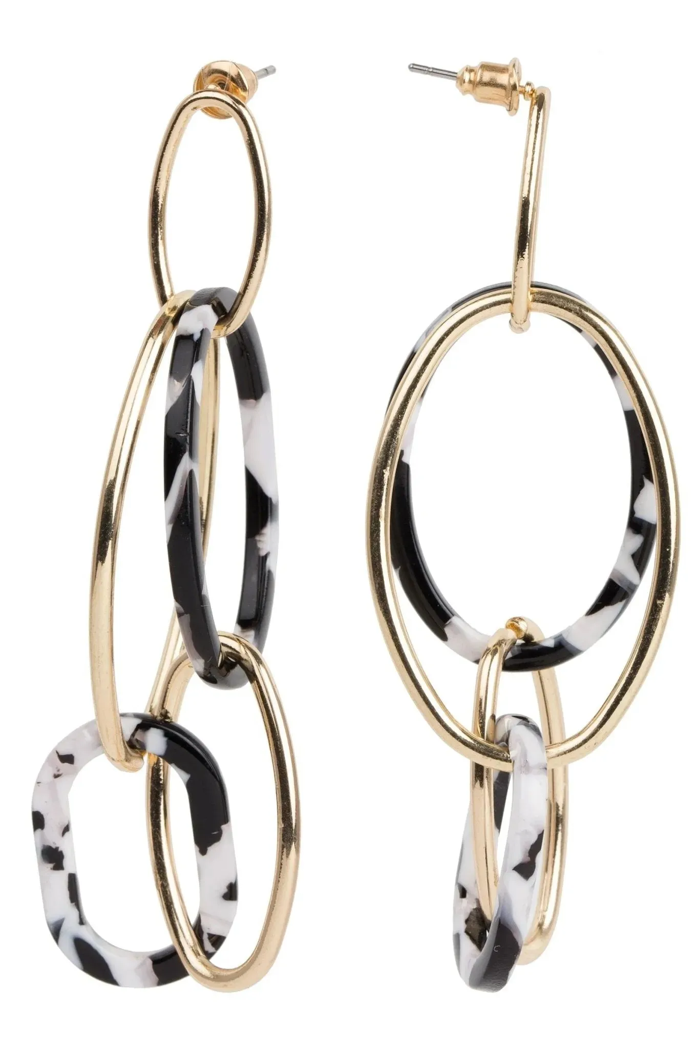 Multi Hoop Gold Chain Drop Earrings