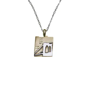 NYC Brooklyn Bridge Sterling Silver & Brass Necklace