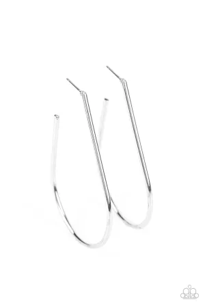 Paparazzi City Curves - Silver Hoop Earrings