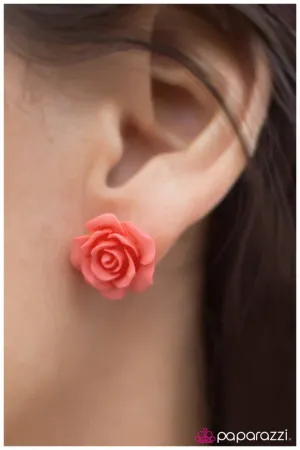 Paparazzi Earring ~ Rose Garden - Orange