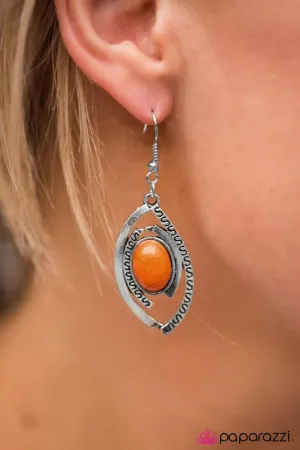 Paparazzi Earring ~ Stone Abstraction - Orange