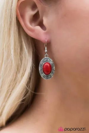 Paparazzi Earring ~ Sunny Sunstones - Red