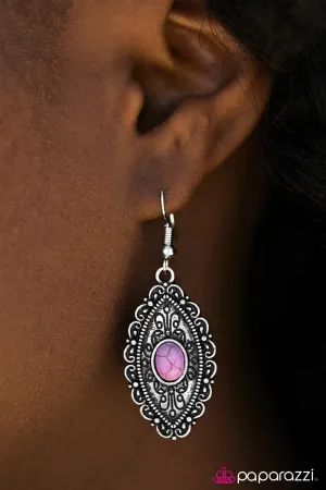 Paparazzi Earring ~ Trail Queen - Purple