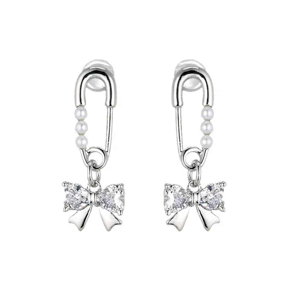 Pin & Bow Drop Earrings