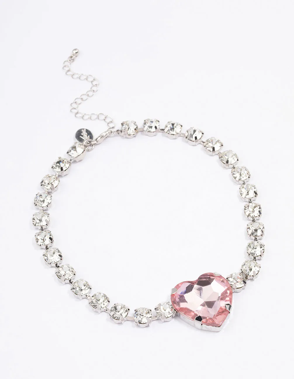 Pink Chunky Diamante Heart Choker