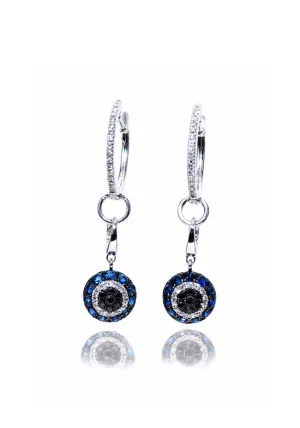 Pippo Perez Diamond & Sapphire Evil Eye Hoop Dangle Earrings