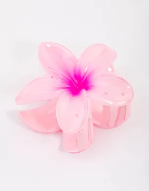 Plastic Pink Ombre Hibiscus Flower Claw Clip