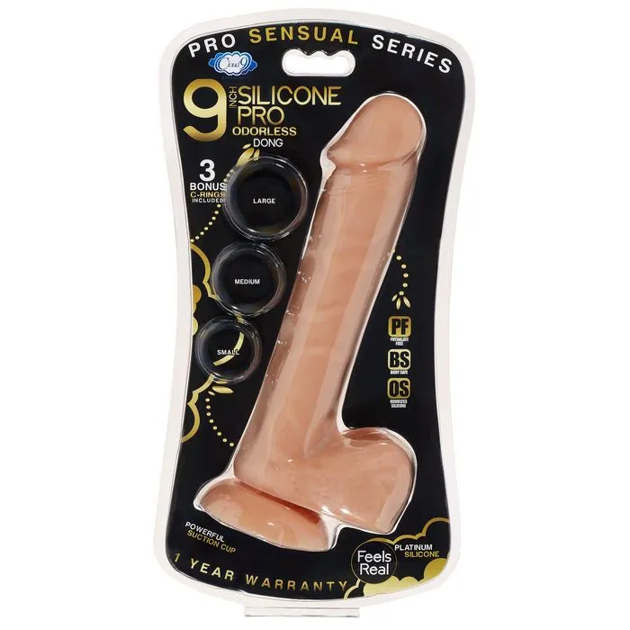 Pro Sensual Premium Silicone Dong W/ 3 C Rings 9 "