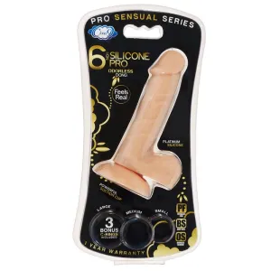 Pro Sensual Premium Silicone Dong With 3 C Rings Flesh 6 "