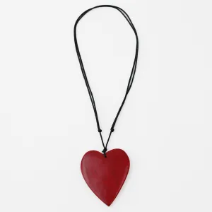 Red Gabi Heart Wood Necklace