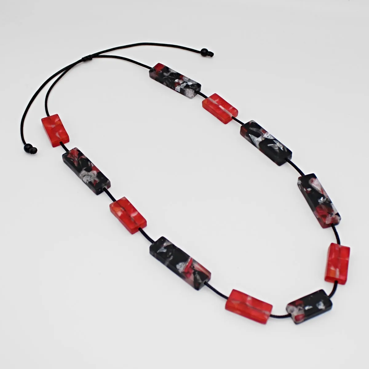 Red Vega Rectangular Necklace