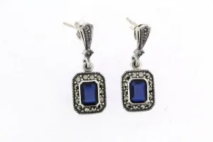 Sapphire Crystal Square drop Earrings