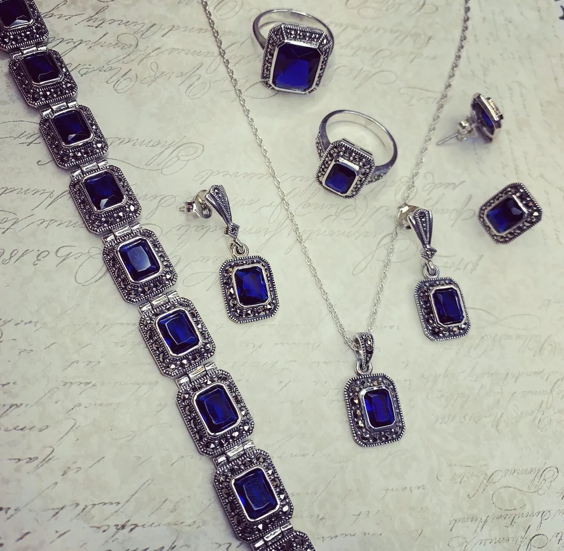 Sapphire Crystal Square drop Earrings