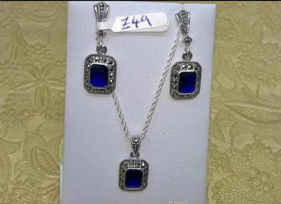 Sapphire Crystal Square drop Earrings