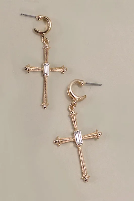 Showing My Faith Cross Huggie Earrings