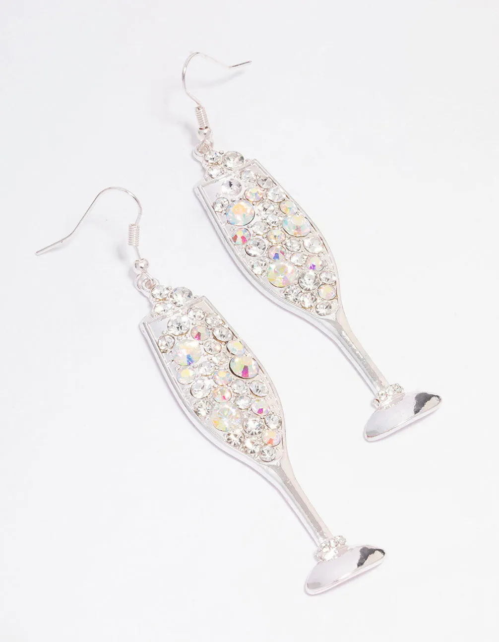 Silver Fizzy Champagne New Year Drop Earrings