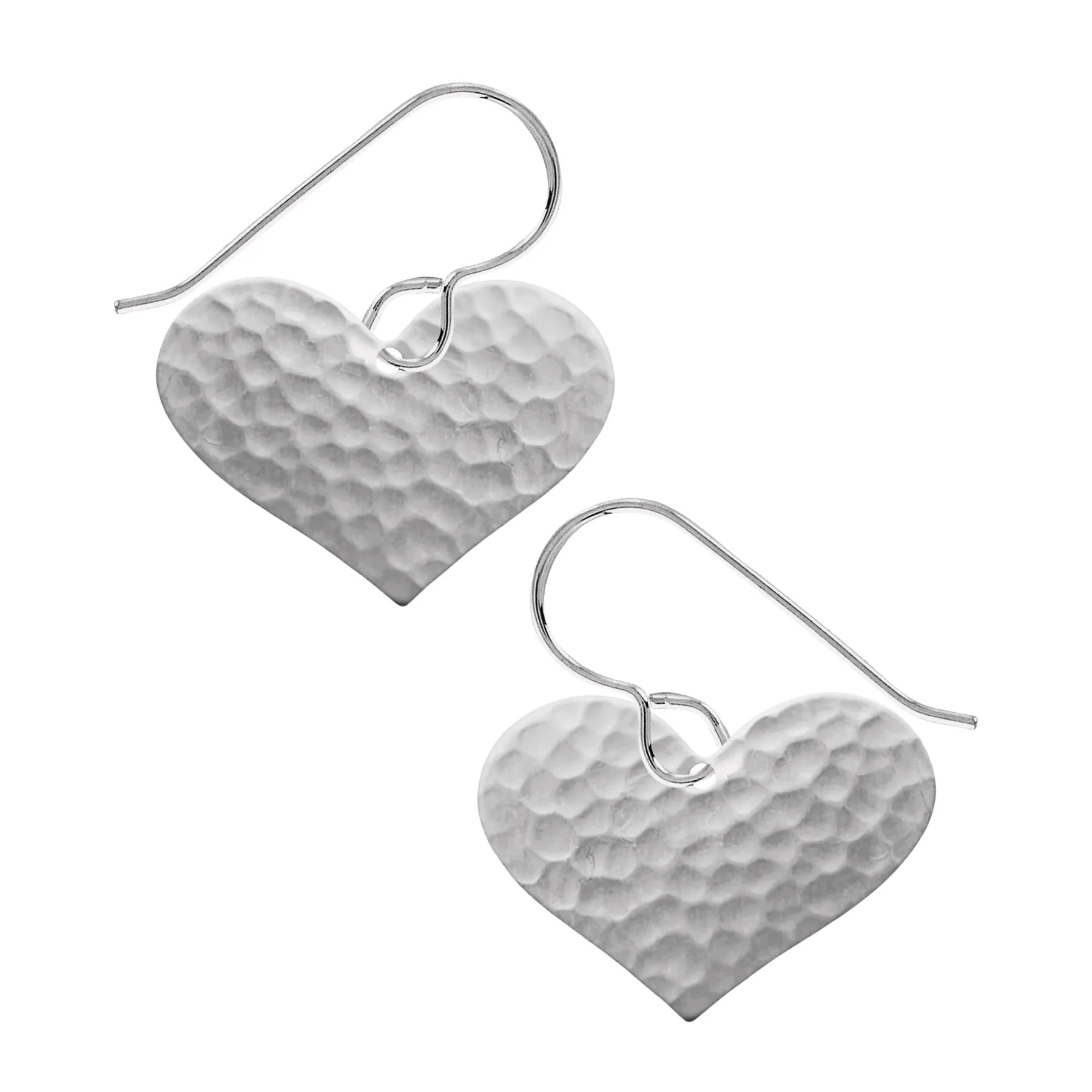 Silver Hammered Heart Dangle Earrings