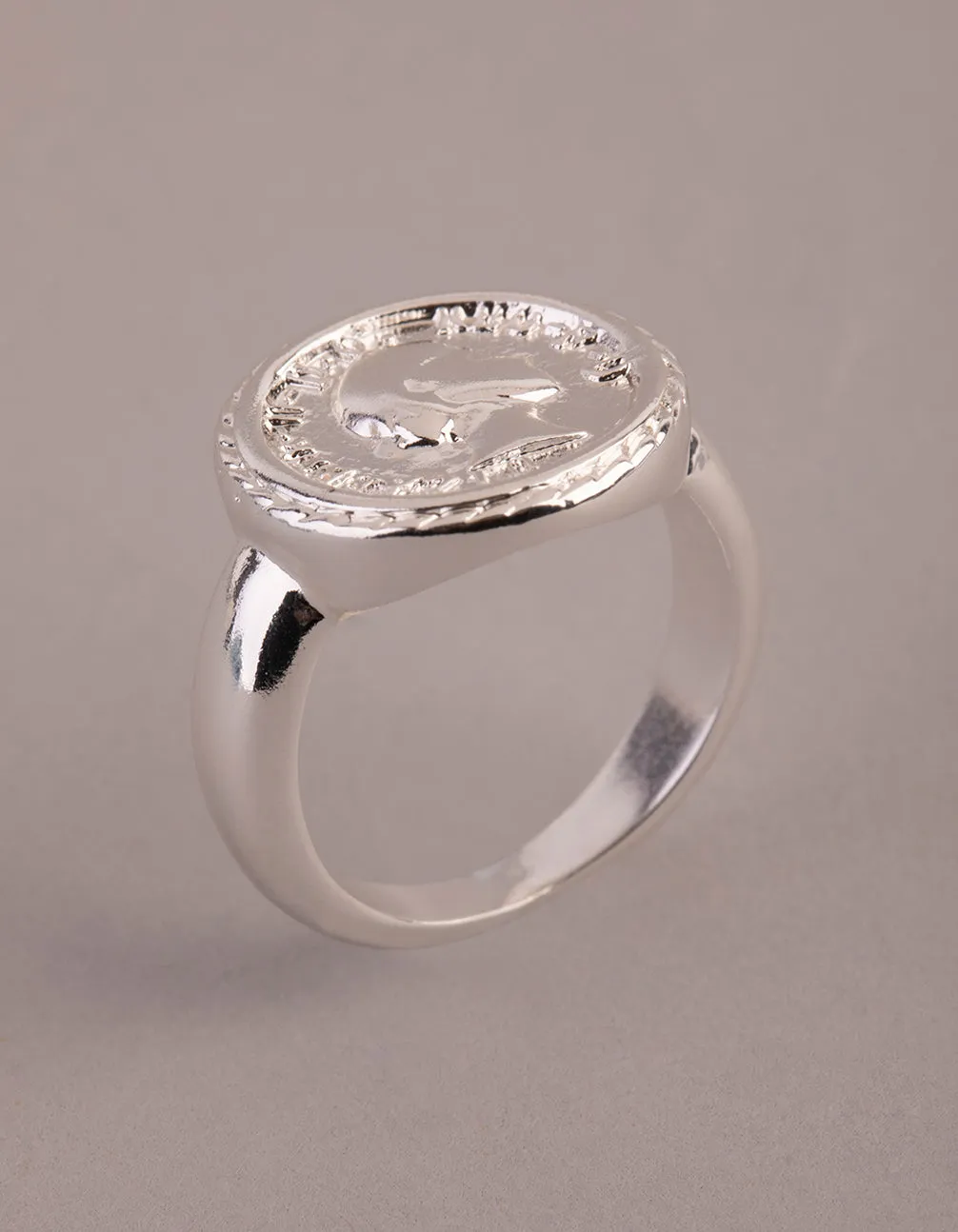 Silver Plated Brass Coin Ring