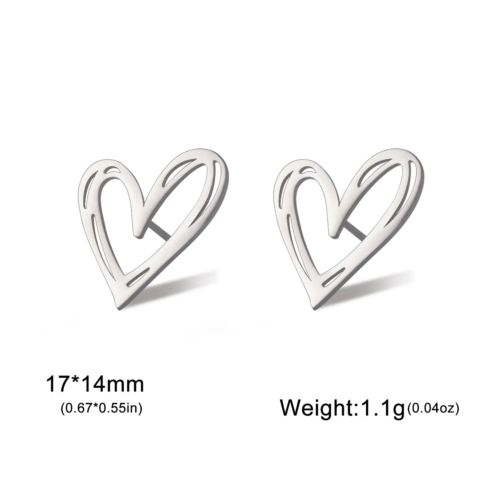 Sipuris Hollow Love Stud Earrings For Women Stainless Steel Trendy Irregular Geometry Earrings Jewelry Weddings Gifts Wholesale