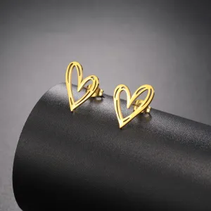 Sipuris Hollow Love Stud Earrings For Women Stainless Steel Trendy Irregular Geometry Earrings Jewelry Weddings Gifts Wholesale