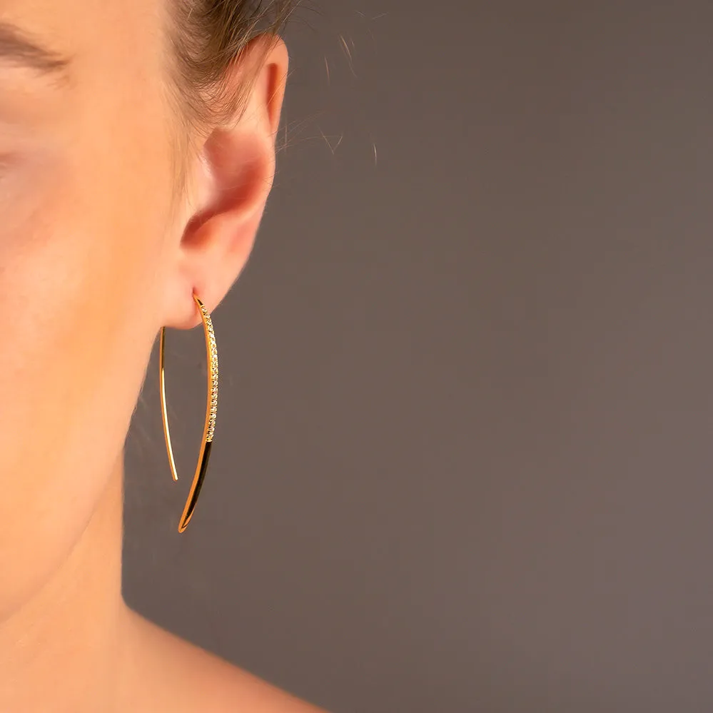 Slim Pavé Hook Earrings