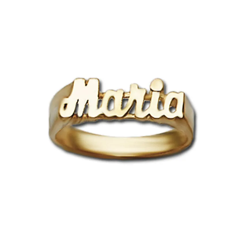 Small Gold Script Name Ring