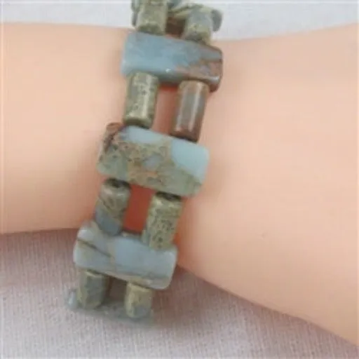 Snake Skin Jasper Gemstone Stretch Cuff Bracelet