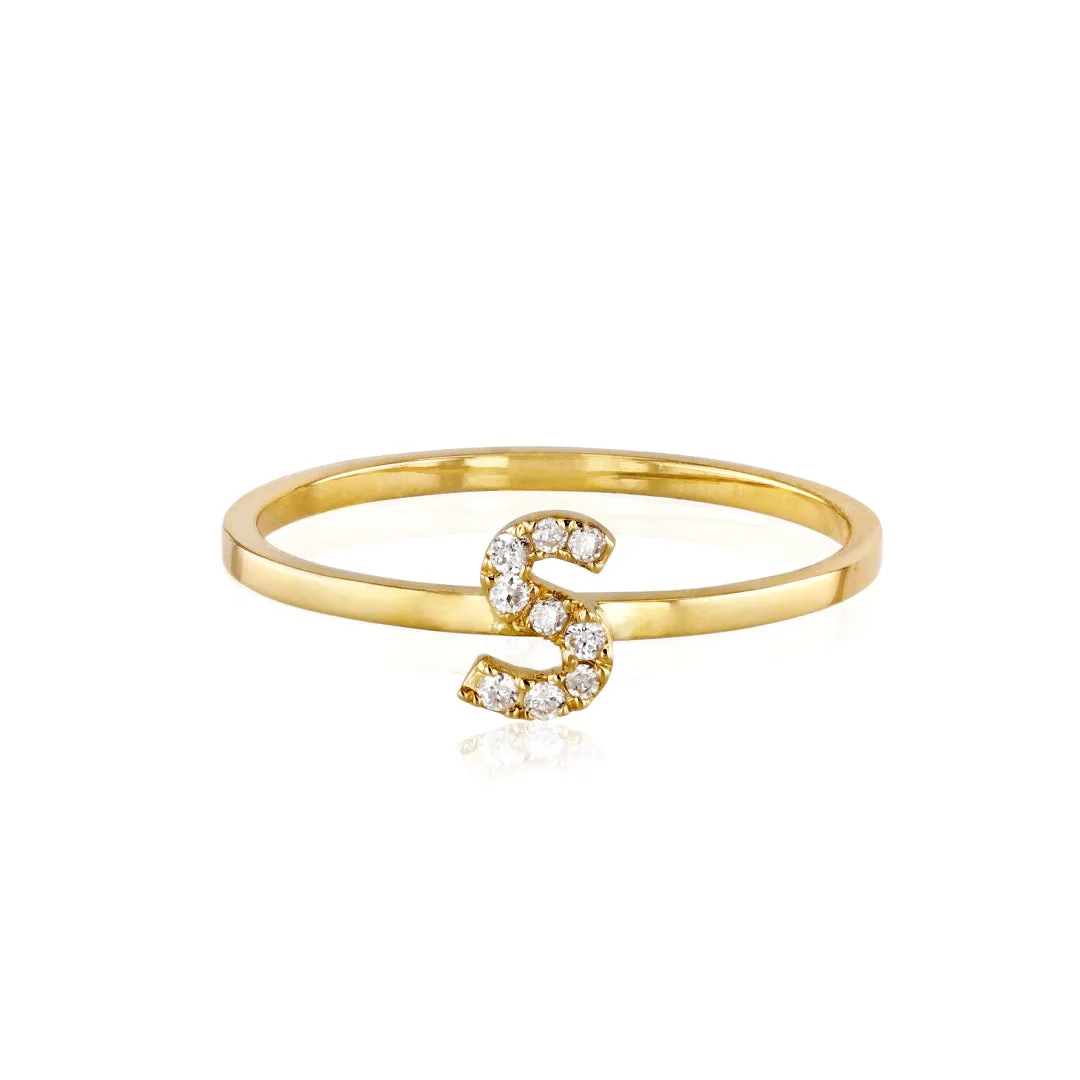 Sparkled initial Ring