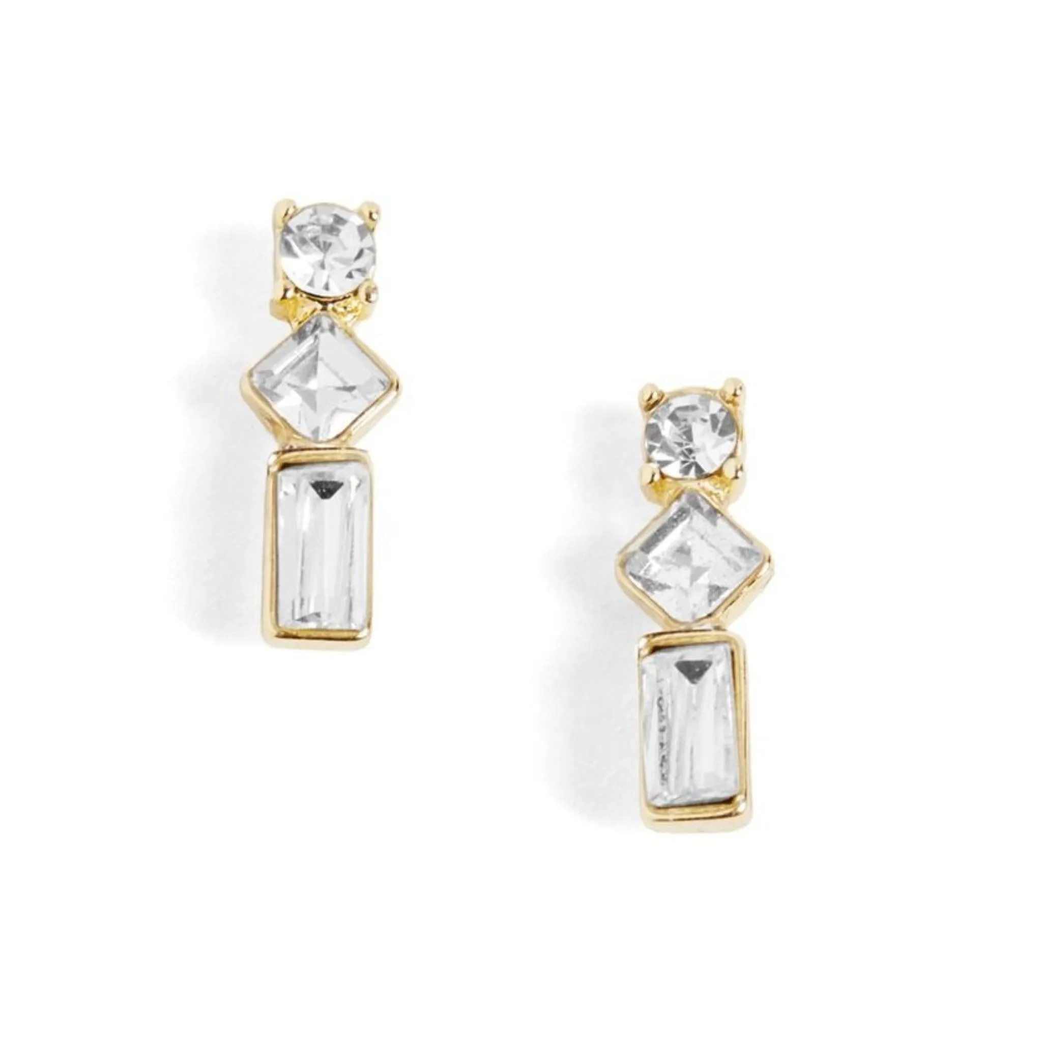 Sparkling Baguette Drop Stud Earrings